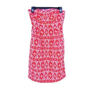 J. Crew Strapless 100% Cotton Ikat, Geometric, Tribal Print Mini Dress 0-XS